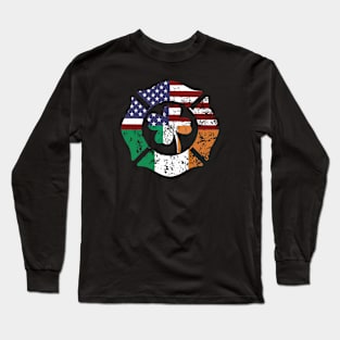 Firefighter St Patrick's Day Irish Flag Long Sleeve T-Shirt